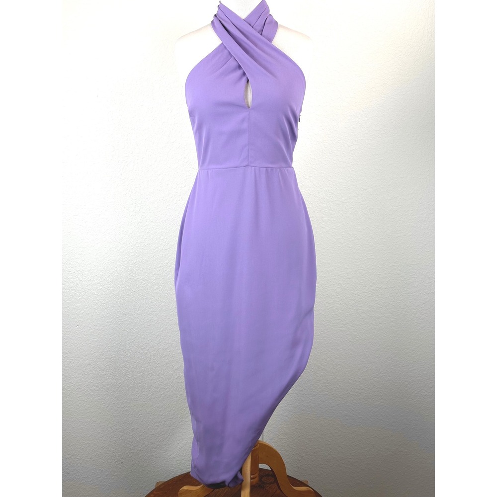 ASTR Jodie Lavender Halter Keyhole Asymmetrical Midi Dress M